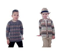 King Cole Childrens Double Knitting Pattern Boys Girls Raglan Sleeve Cable Sweater & Cardigan (4916),Multicolor,20" - 28" chest