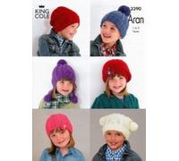 King Cole Children's Hats Comfort Aran Knitting Pattern 3390
