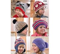 King Cole Childrens Hats Comfort Knitting Pattern 3700 Aran
