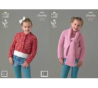 King Cole Children's Sweater, Cardigan & Scarf Magnum Chunky Knitting Pattern 3591