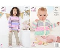 King Cole Childs Knitting Pattern 4Ply Babies Cardigan & Sweater (6325)