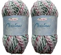 King Cole Christmas Super Chunky Knitting Yarn Acrylic & Wool Mix 1 x 100g (Candy Cane - 6103) (Pack of 2)