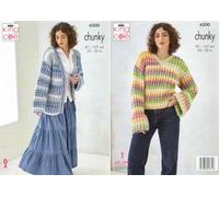 King Cole Chunky Knitting Pattern - 6200 Ladies Cardigan & Sweater (2 Designs)