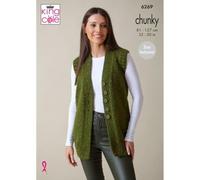 King Cole Chunky Knitting Pattern - 6269 Ladies Waistcoat & Capped Sleeve Cardigan