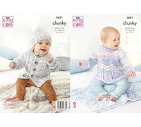 King Cole Chunky Knitting Pattern Baby Sweater Jacket Hat & Blankets (5621)
