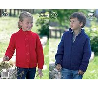 King Cole Chunky Knitting Pattern Children's Buttoned or Zipped Cardigan (3256)