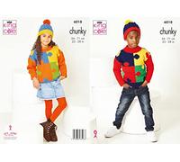 King Cole Chunky Knitting Pattern Childrens Jigsaw Piece Sweater & Hat (6018)
