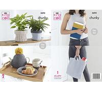 King Cole Chunky Knitting Pattern Easy Knit Plant Pot Sacks Tablet Cover Tea Cosy & Bag (5694)