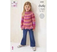 King Cole Chunky Knitting Pattern Girls Knit in The Round Sweaters (6244), 20” - 30” (51cm - 76cm)