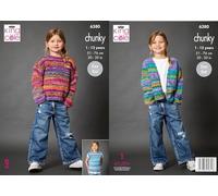 King Cole Chunky Knitting Pattern Pamphlet - 6380 Children's Sweater, Summer Top & Cardigan (3 Designs)