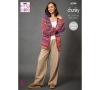 King Cole Chunky Knitting Pattern Pamphlet - 6384 Ladies Sweater & Cardigan (2 Designs)
