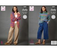 King Cole Chunky Knitting Pattern Pamphlet - 6384 Ladies Sweater & Cardigan (2 Designs)