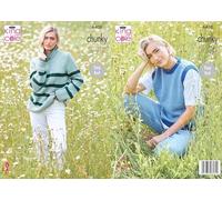 King Cole Chunky Knitting Pattern Pamphlet - 6408 Tank Top & Sweater (32-42 ins)