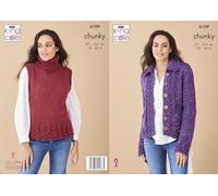 King Cole Chunky Tweed Knitting Pattern - 6109 Jacket & Tank Top