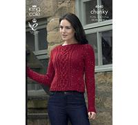 King Cole Chunky Tweed Pattern 4040 Ladies Sweaters 86-126cm (34-46 ins) Multicoloured