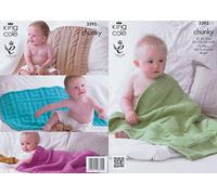 King Cole Comfort Chunky Knitting Pattern Baby Blankets In Four Designs - 3393