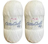 King Cole Cotton Socks 4PLY 100g Yarn : 4760 White (Pack of 2)