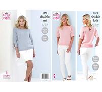 King Cole Cotton Top DK Knitting Pattern 5374 - Sweaters, Tops Pattern - 32-50 Inches