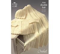 King Cole Crochet Pattern 3259 : Baby Crocheted Comfort DK Coat, Hat and Shawl (14-22in)