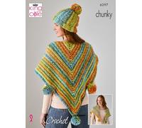 King Cole Crochet Pattern (6297) Crocheted in Hedgerow Chunky - Hat, Scarves and Headband Knitted in Hedgerow Chunky