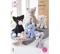 King Cole Crochet Pattern Small & Large Yummy Stuffed Cat Toys (9192)