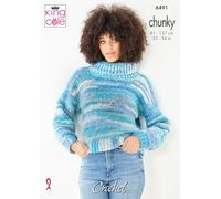 King Cole Crocheted Pattern (6491) Cardigan and Jumper Crocheted in King Cole Flair Chunky