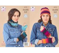 King Cole DK Knitting Pattern - 6112 Ladies Hat, Hand Warmers & Cowl