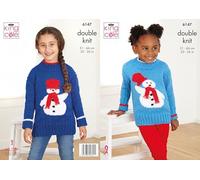 King Cole DK Knitting Pattern - 6147 Children's Christmas Snowmen Sweaters