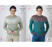 King Cole DK Knitting Pattern - 6282 Ladies Fairisle Sweaters (2Designs)