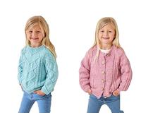 King Cole DK Knitting Pattern Pamphlet - 6154 Kids Sweater & Cardigan (20"-28")