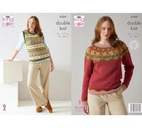 King Cole DK Knitting Pattern Pamphlet - 6364 Ladies Slipover & Sweater (2 Designs)