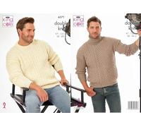King Cole DK Knitting Pattern Pamphlet - 6371 Men's Sweaters (2 Designs)