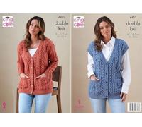 King Cole DK Knitting Pattern Pamphlet - 6431 Ladies Cardigan & Waistcoat (32-50ins)