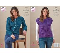 King Cole DK Knitting Pattern Pamphlet - 6433 Ladies Cardigan & Tank Top (32-50ins)
