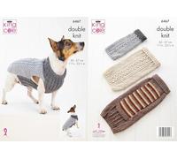 King Cole DK Knitting Pattern Pamphlet - 6467 Dog Coats (3 Designs) (30-57 cm)
