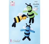King Cole Double Knit Amigurumi Crochet Pattern Bee Toy in 3 Sizes (9157)