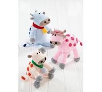 King Cole Double Knit Amigurumi Crochet Pattern Cow Toy in 3 Sizes (9155)