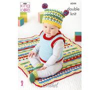 King Cole Double Knit Baby DK Crochet Pattern Tank Top Blanket Hat & Bootees (6044)