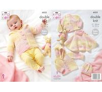 King Cole Double Knit Baby DK Knitting Pattern Cardigan Cape Jacket & Hat (6032), 12'' - 21''