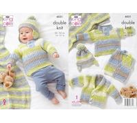 King Cole Double Knit Baby DK Knitting Pattern Jacket Gilet Sweater Hat & Blanket (6031), 14'' - 21''