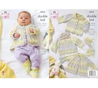 King Cole Double Knit Baby DK Knitting Pattern Overtop Cardigan Matinee Jacket & Bootees (6034)