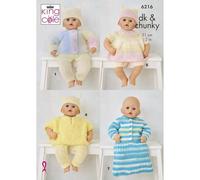 King Cole Double Knit Chunky Knitting Pattern Dolls Clothes Premature Baby Suitable (6216)