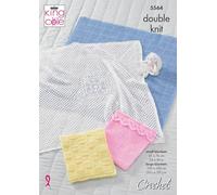 King Cole Double Knit Crochet Pattern for Large or Small Baby Blanket (5564)