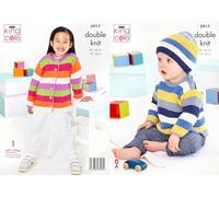 King Cole Double Knit Knitting Pattern Baby Childrens Sweater Cardigan & Hat (5917)