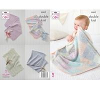 King Cole Double Knit Knitting Pattern Baby Soft Comfort Blankets (6062)