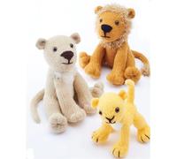 King Cole Double Knit & Tinsel Knitting Pattern for Lion Lioness & Cub Family (9152), Multicolor