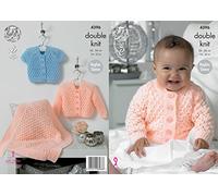 King Cole Double Knitting DK Pattern Baby Set Blanket Long and Short Sleeve Cardigans 4396
