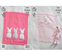 King Cole Double Knitting Pattern for Baby Blankets & Bunny Rabbit Toy Comfort DK & Truffle (4006)
