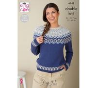 King Cole Double Knitting Pattern Ladies ‘Knit in The Round’ Fair Isle Sweater (6148), 81cm - 117cm 32” - 46”