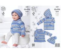 King Cole Double Knitting Pattern Long Sleeved Sweater Jacket & Hat Set Baby Drifter DK (4309) by King Cole